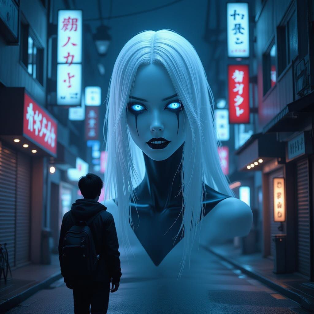 Rokurokubi Vampire Attack in Dark Futuristic Tokyo