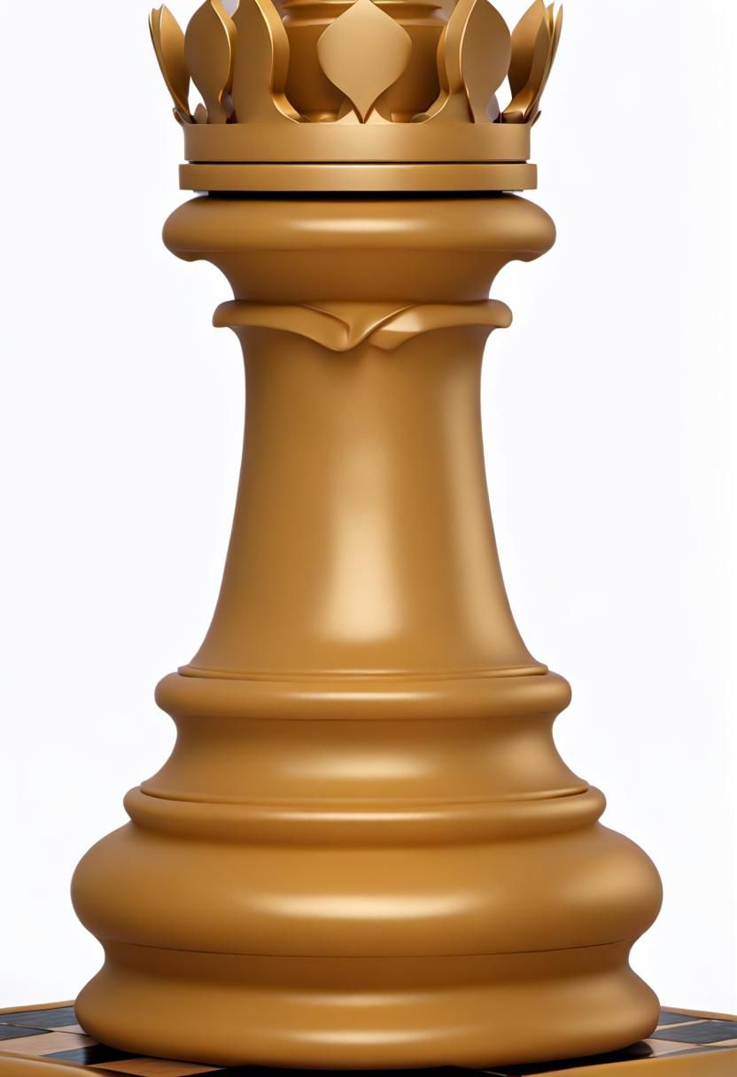 Hyperrealistic White Rook on Chessboard