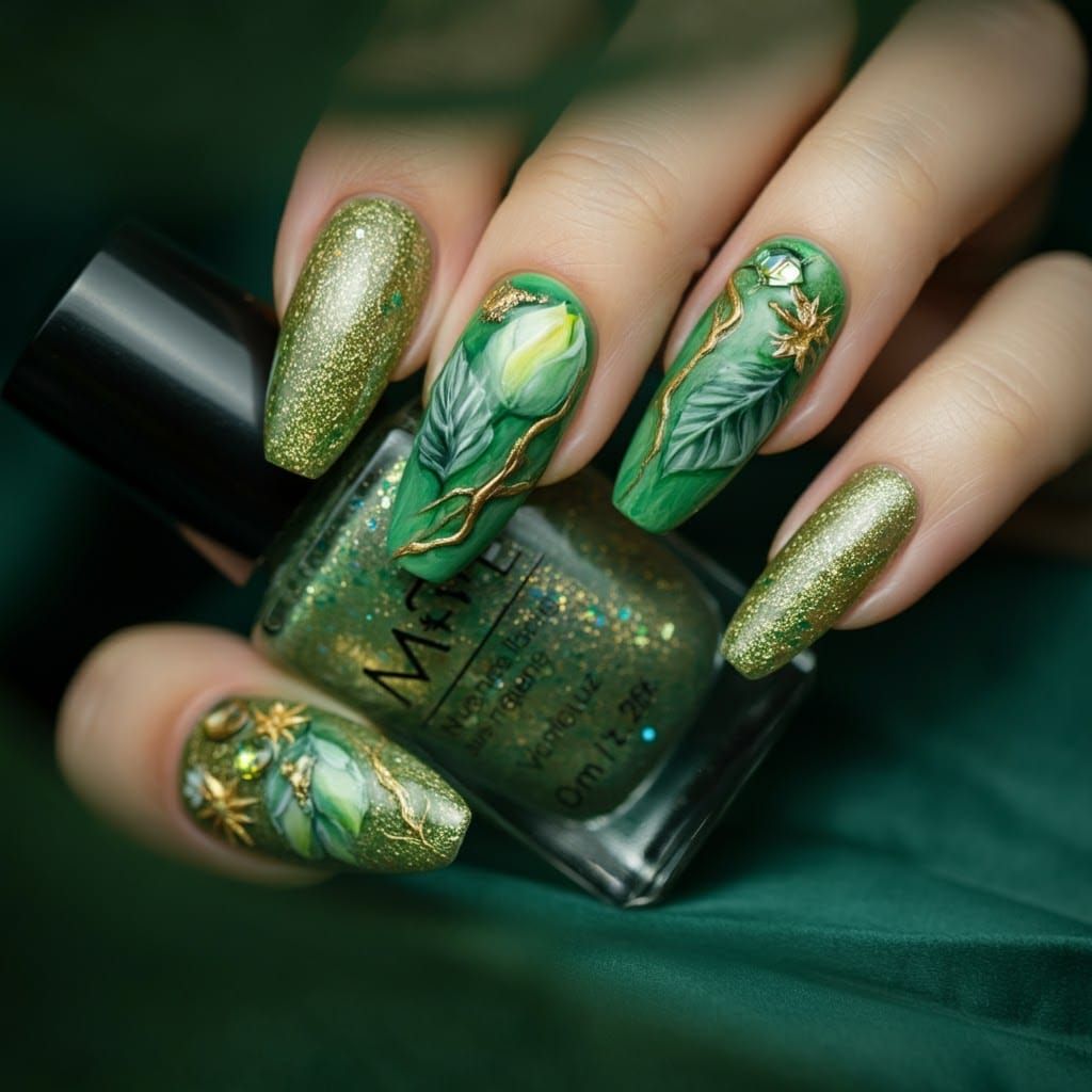 Nature-Inspired Nail Art in Impressionist Style