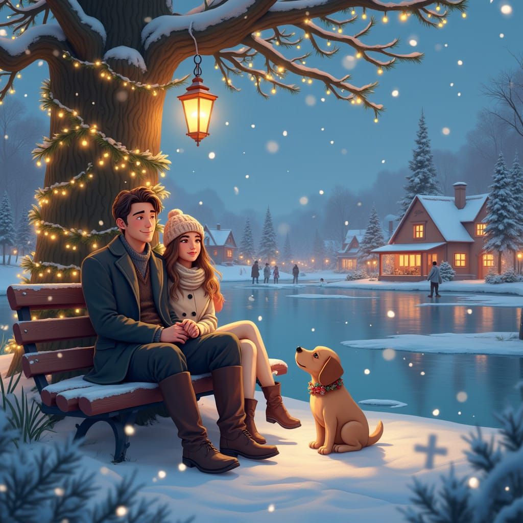 Romantic Winter Scene in Anime Style