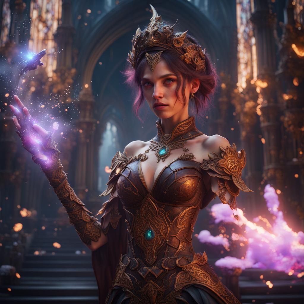 Fantastical Magic Girl in Detailed Digital Painting