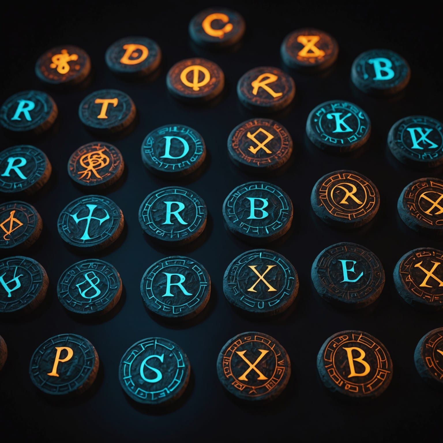 Fluorescent Runes and Spells in Dark Academia Style