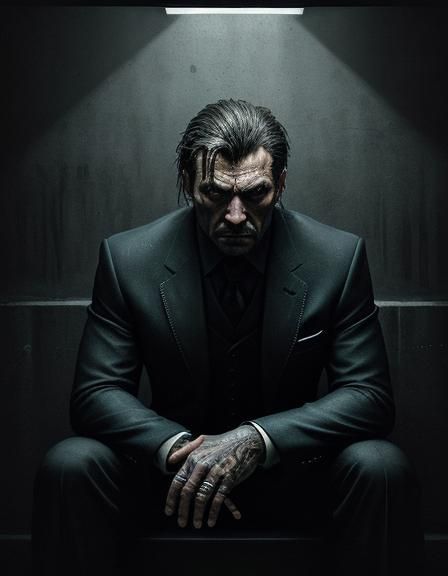 Cinematic Portrait of a Man in Dimly Lit Cell