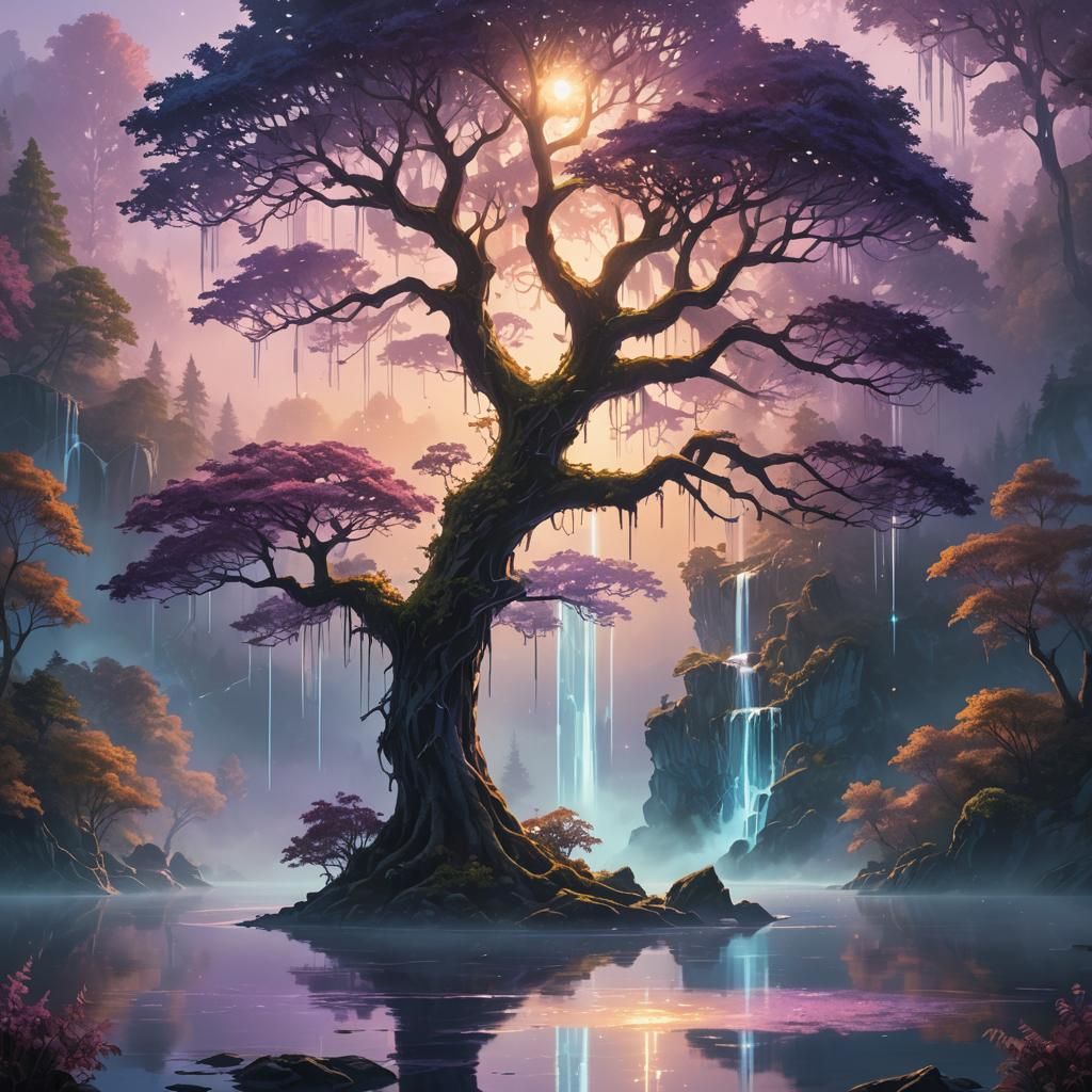 Mystical Forest with Floating Islands: Fantasy Art