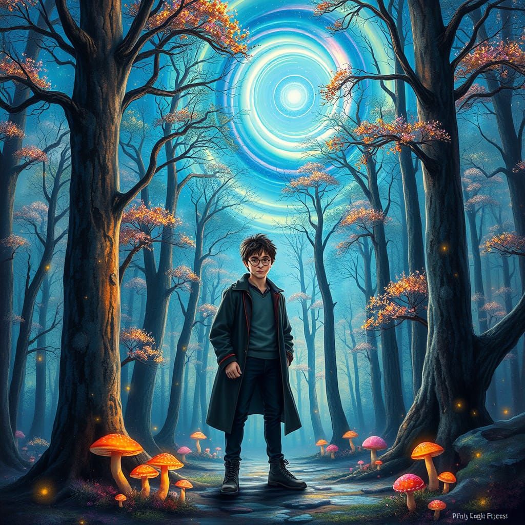 Harry Potter in a Kaleidoscopic Forest