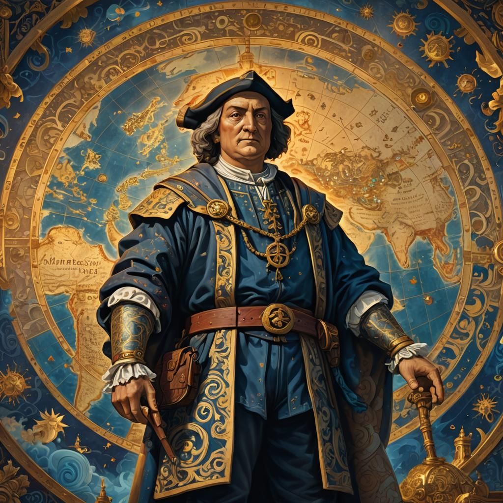 Columbus' Vision: A Fantastical Oil Painting Concept
