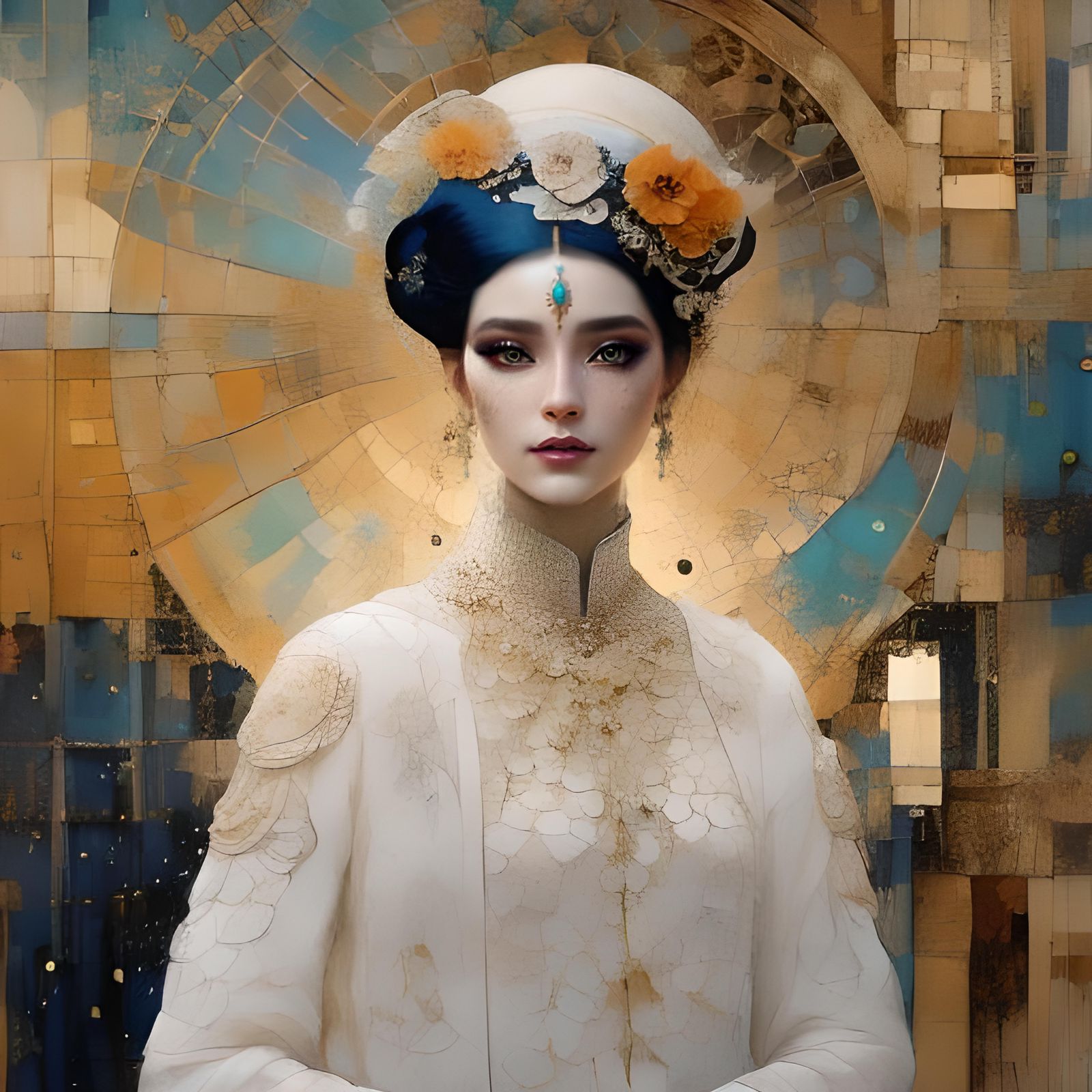 Hyperrealistic Portrait of Woman in Colorful Futuristic Clot...