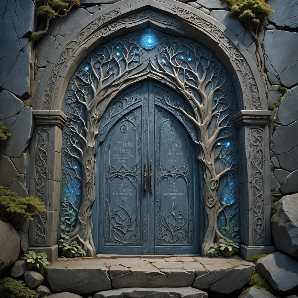 The Doors of Durin: Glowing Inscriptions in Moonlight