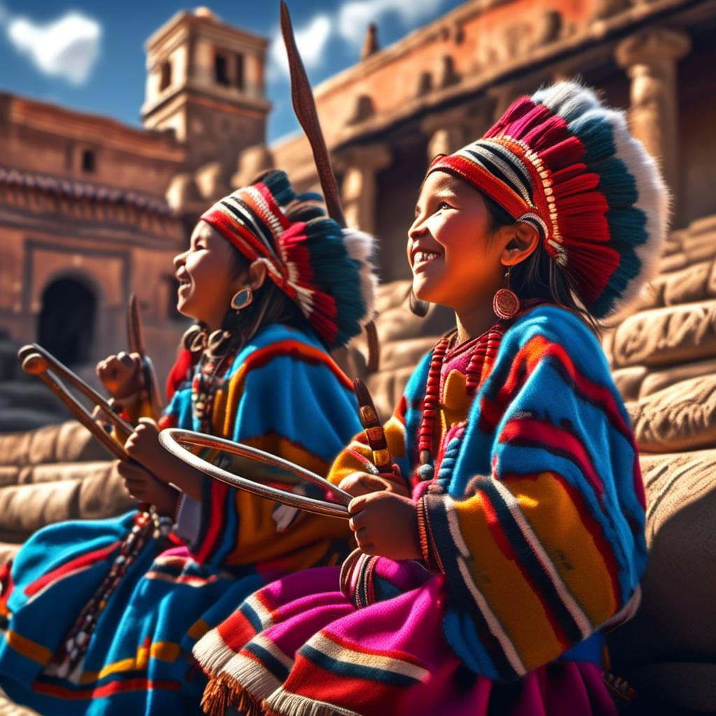 Young Sun dance's musicians in Cuzco