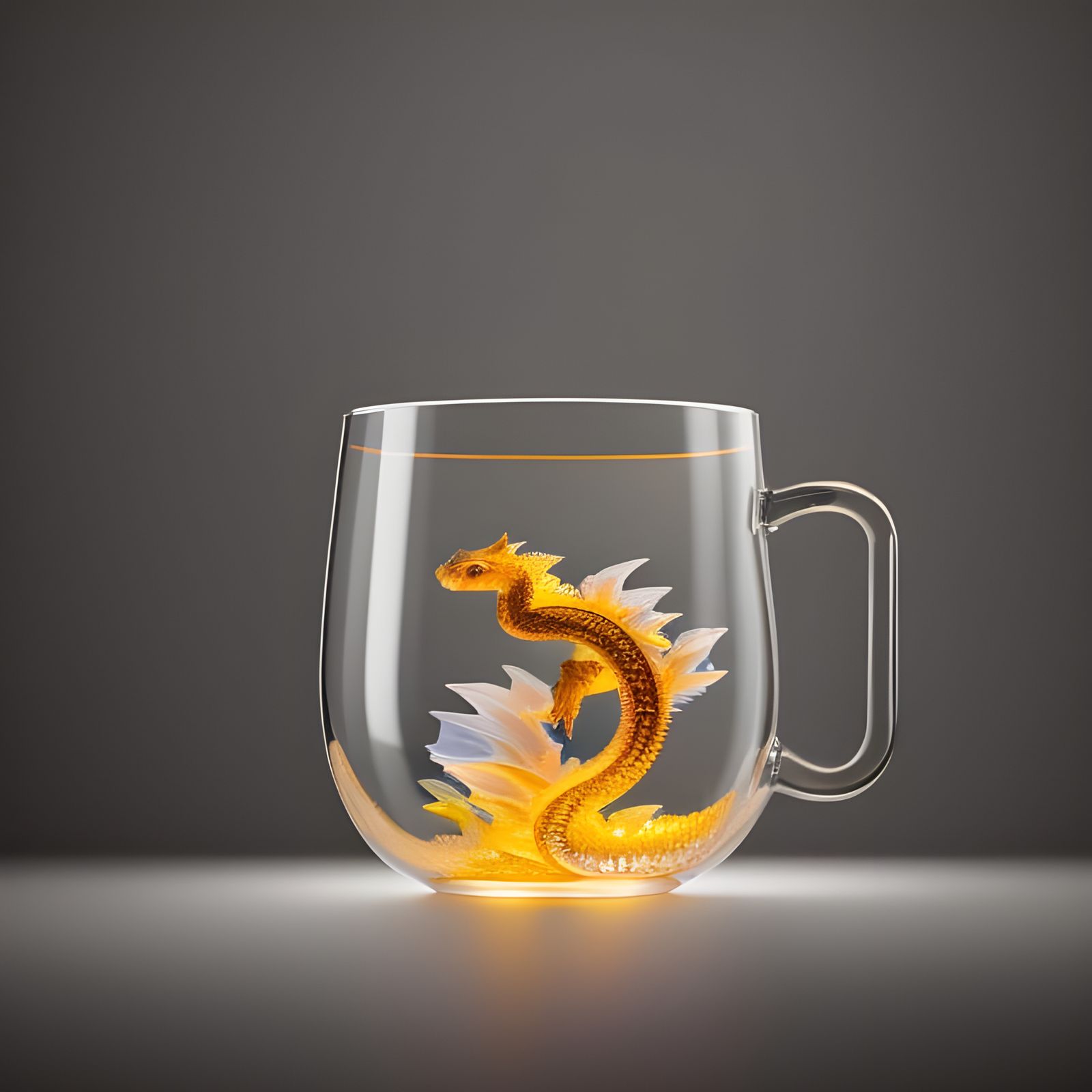 Glowing Teacup with 3D Baby Dragons Aquarium