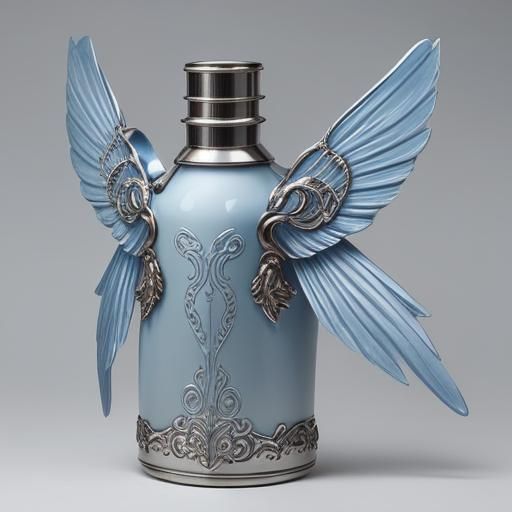 Whimsical Flying Potion in Light Blue Flask