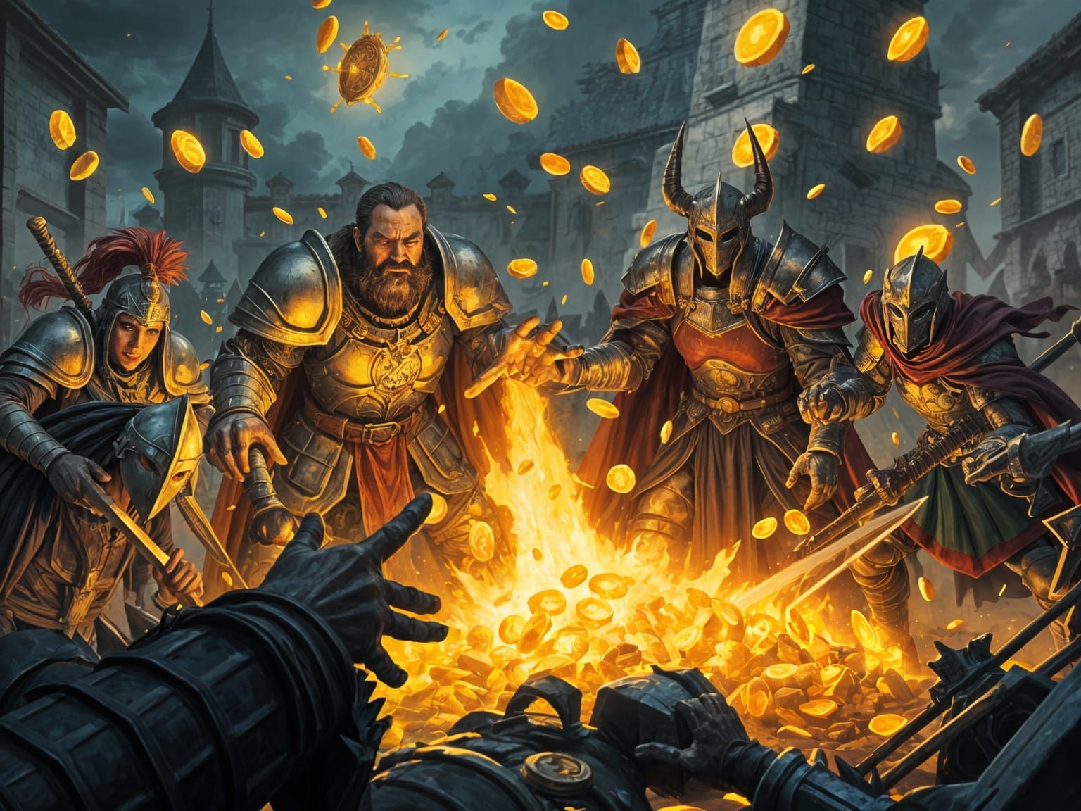 Fantasy Warriors Seize Golden Spoils in Epic D&D Art