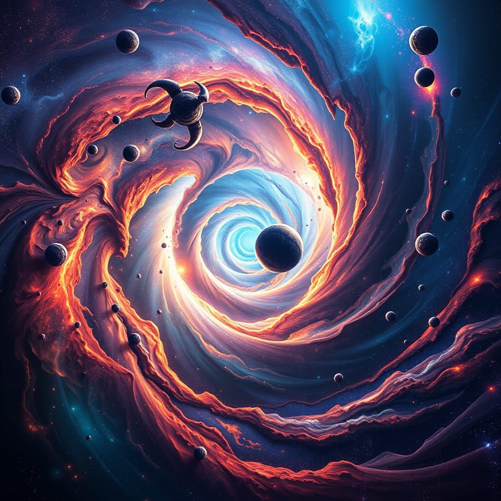 Ethereal Spiral Galaxy in Vibrant, Swirling Colors