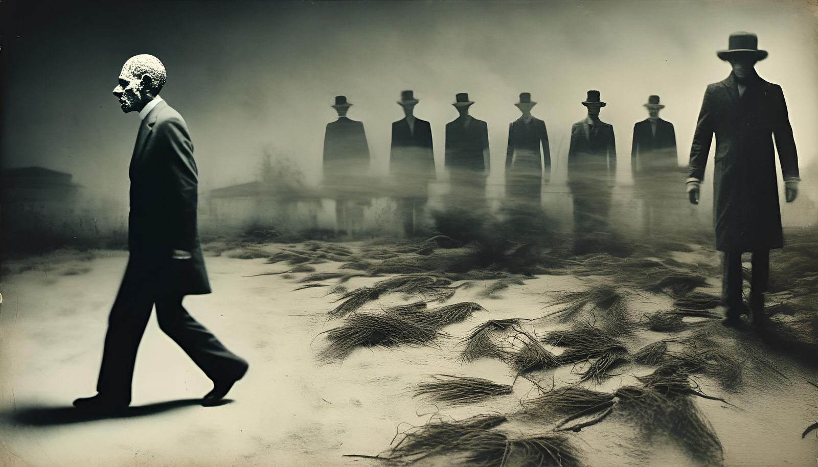 Ominous Sleepwalking Dreamscape in Double Exposure Photograp...