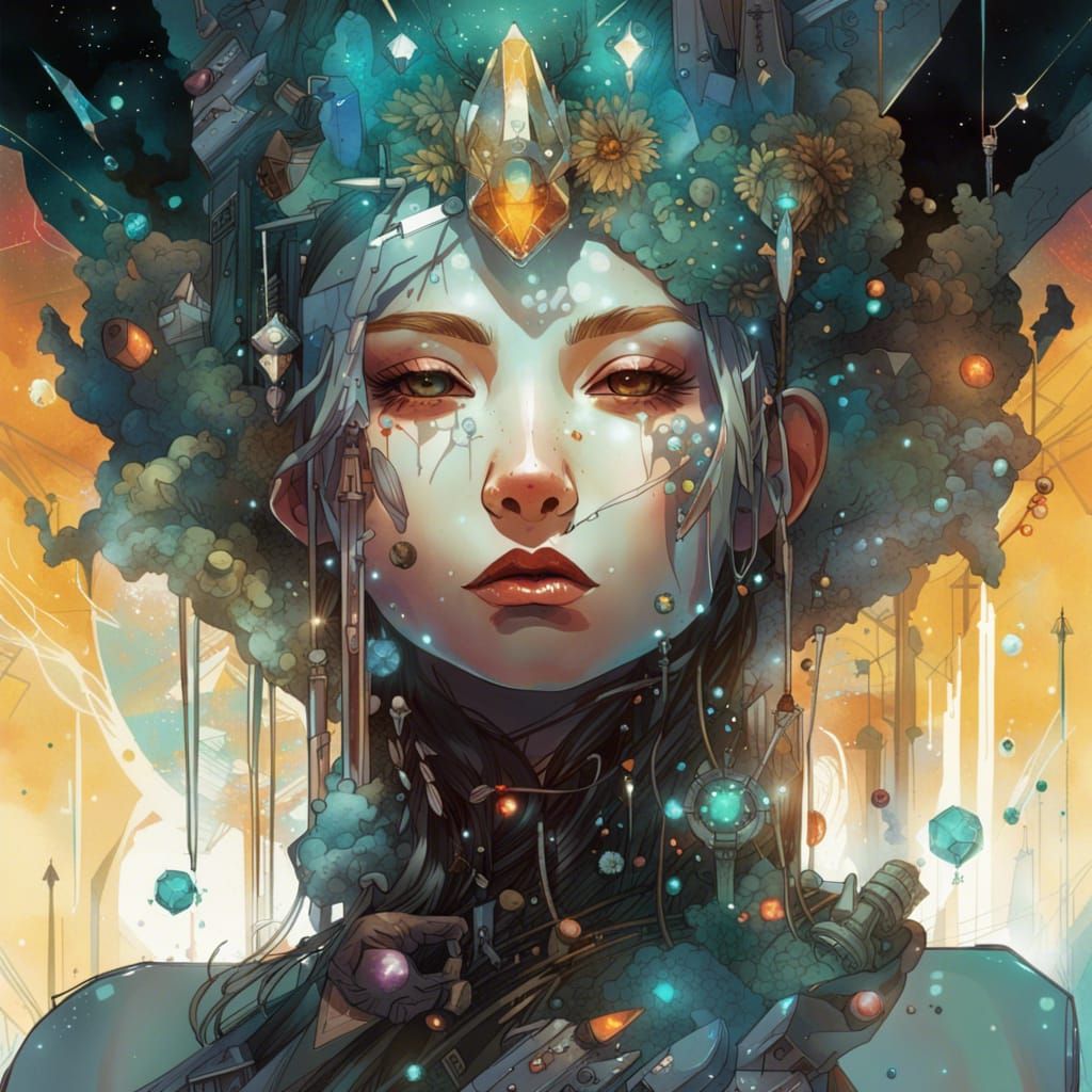 Celestial Queen of Crystal Realm in Space