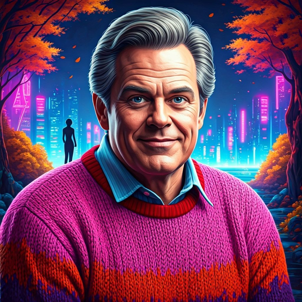 Neon Metropolis Comedian in Anime Style