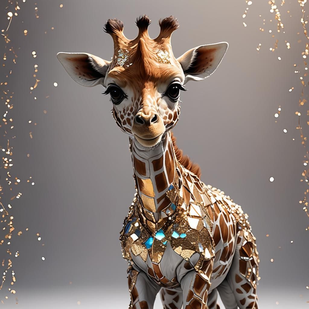 beautiful shiny sparkly sequence baby giraffe,