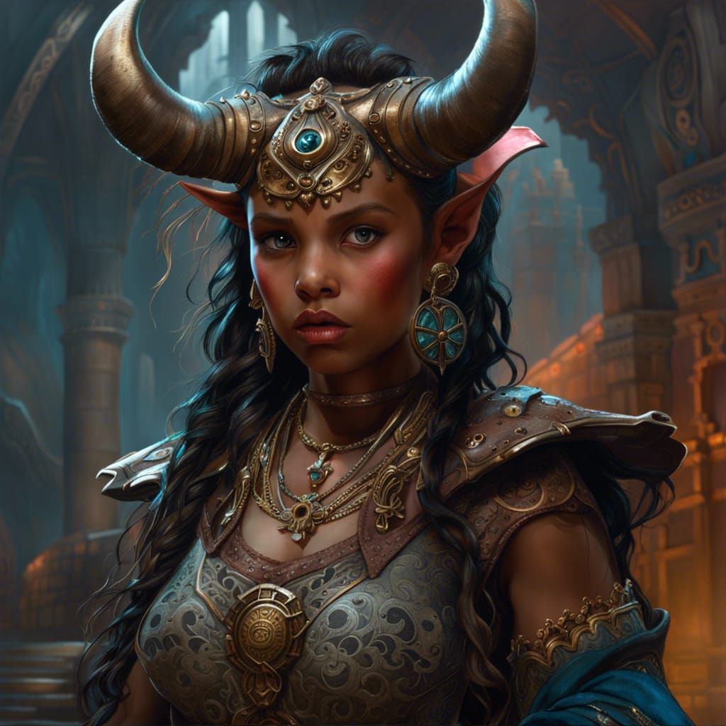 Aetherpunk Female Minotaur Toddler in Digital Painting