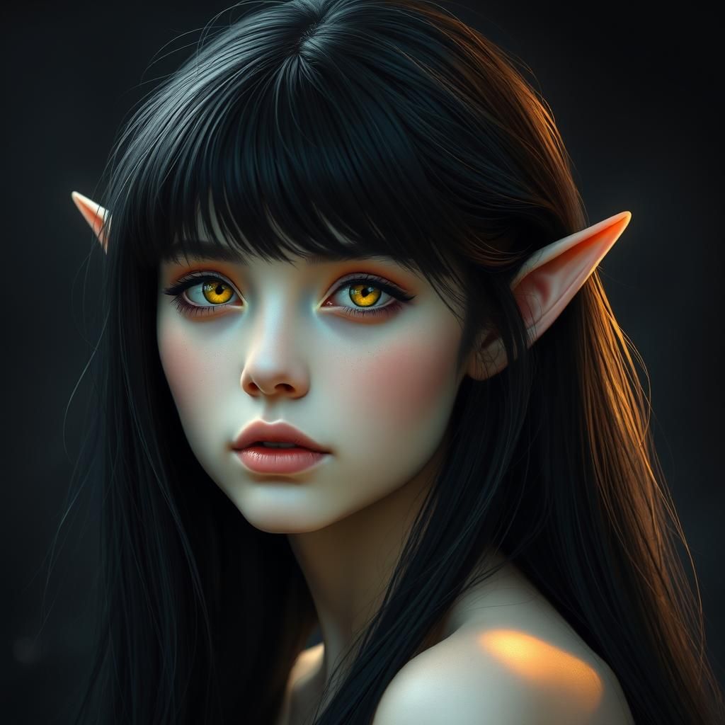 Ethereal Woman with Glowing Eyes in Mystical Style