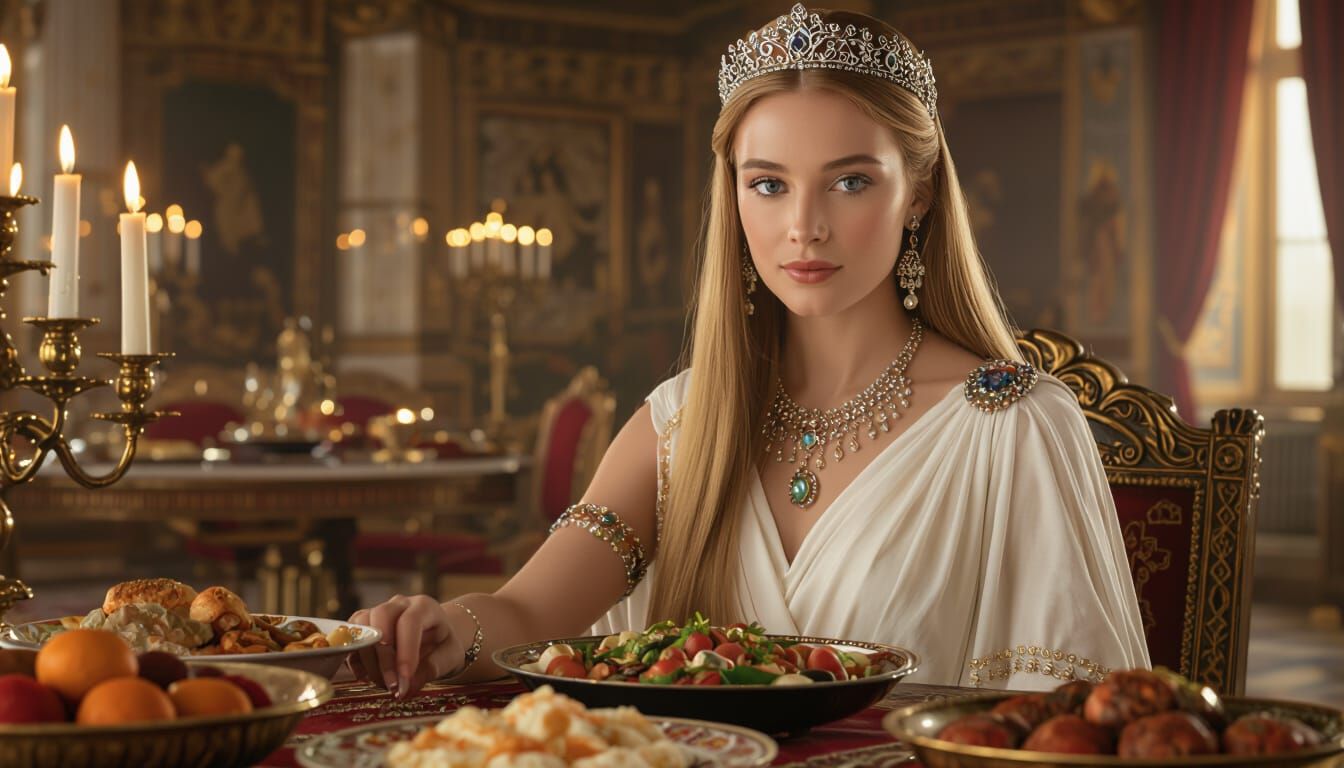 Ancient Greek Queen in Opulent Palace