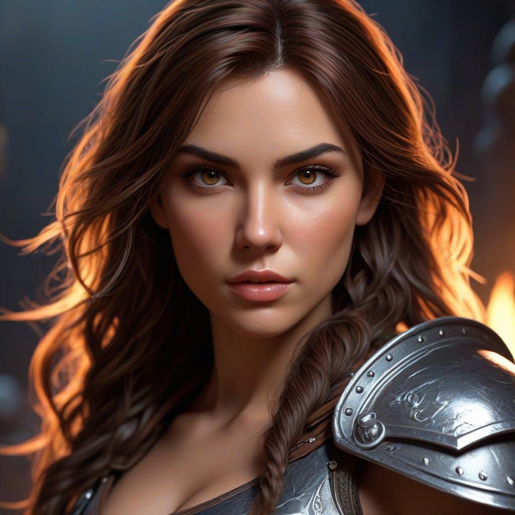 Stunning Female Warrior in Enchanting Mystical Atmosphere