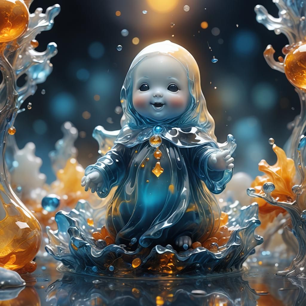 Ethereal Glass Ghost Figurine in Mystical Light