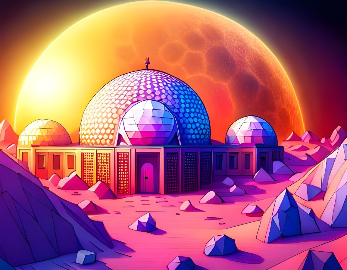 Iridescent Geodesic Dome with Bizarre Patterns