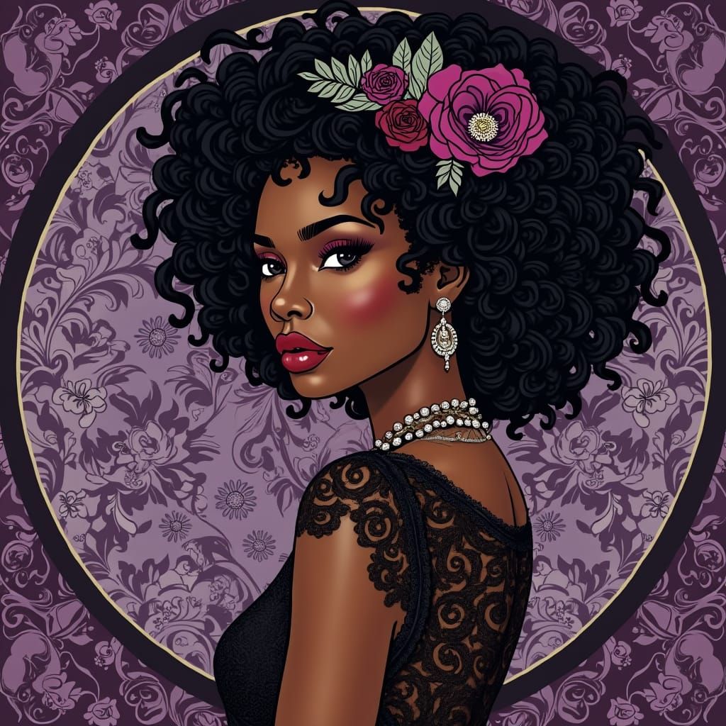 Elegant Silhouette in Art Nouveau Style