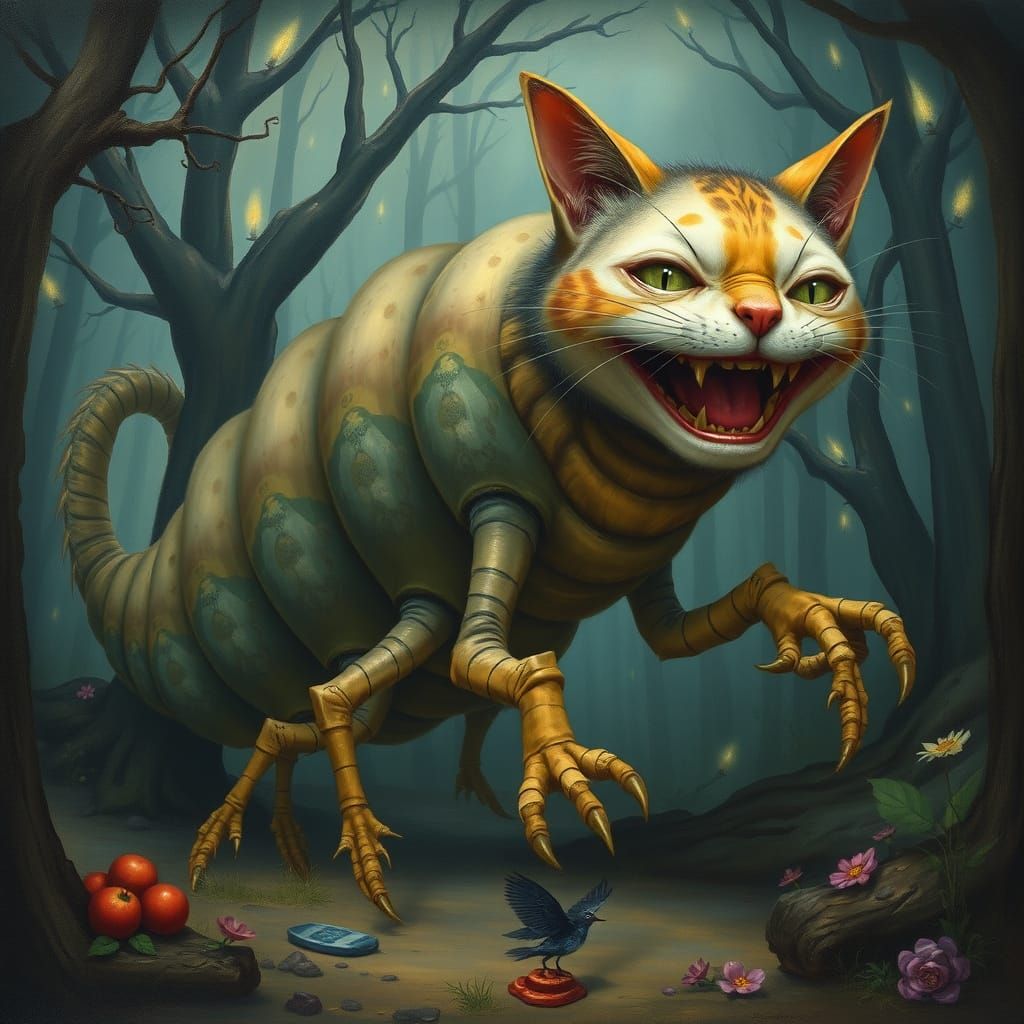 Whimsical Forest Creature Crawls Through Enchanted Woodland