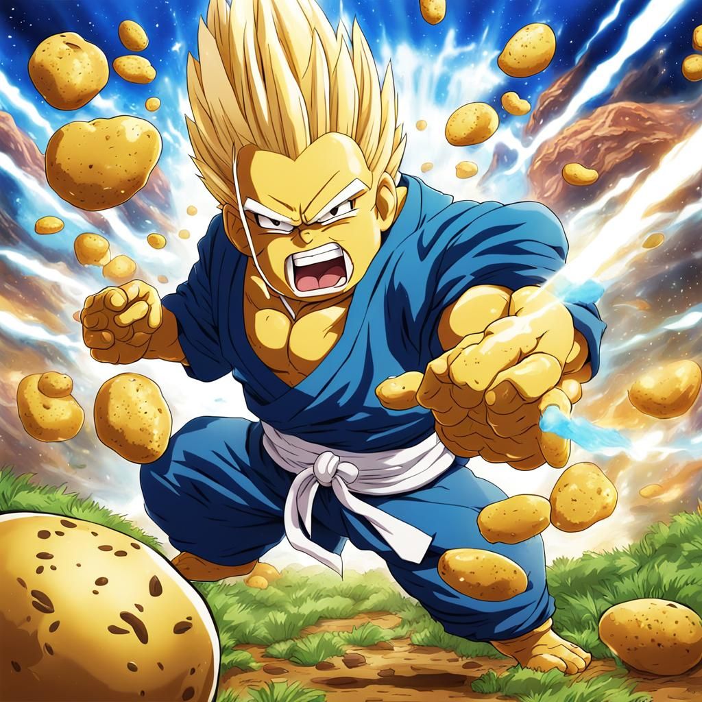 Kamehameha Potato in Anime Art Style