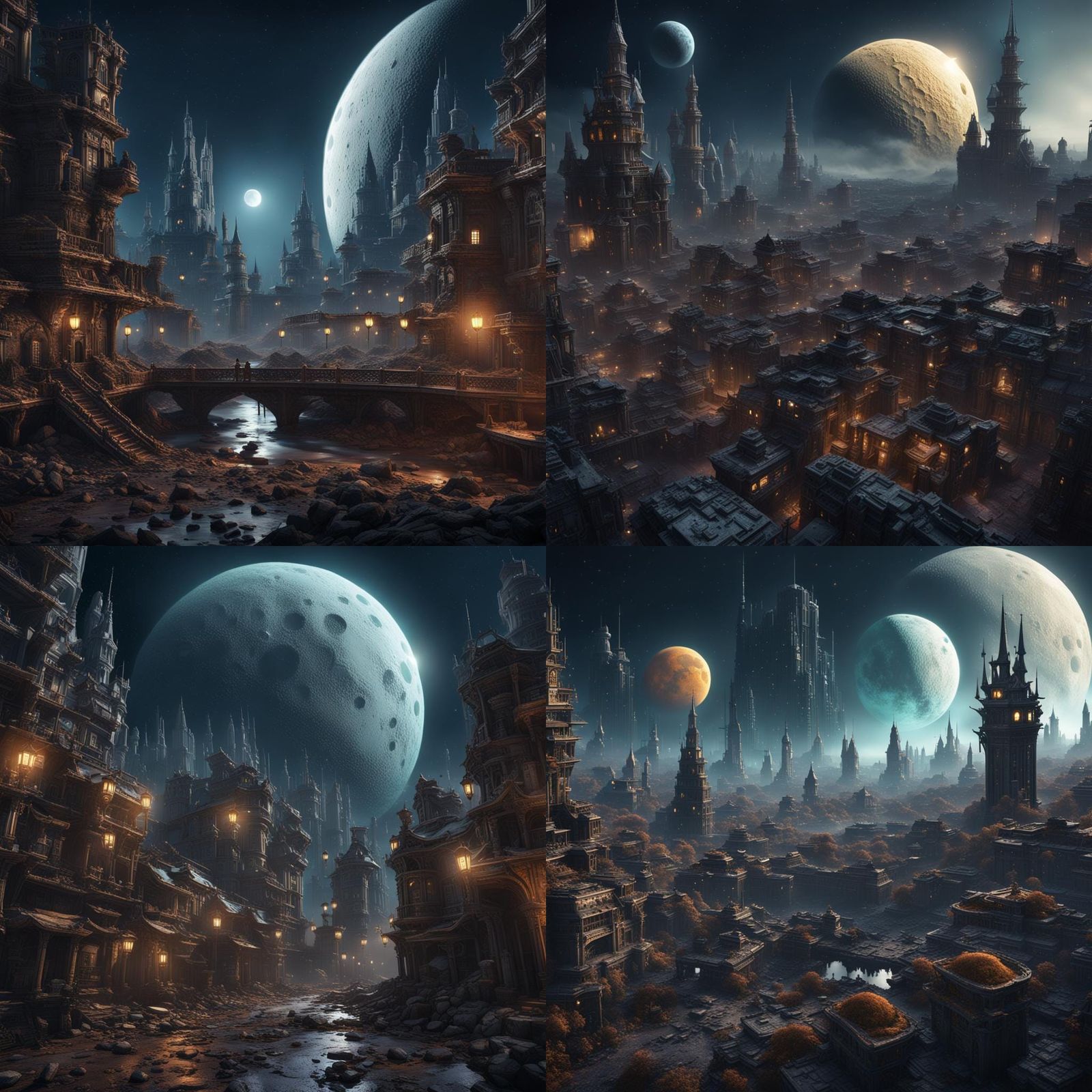 Lunar Metropolis in Deep Fantasy Hues