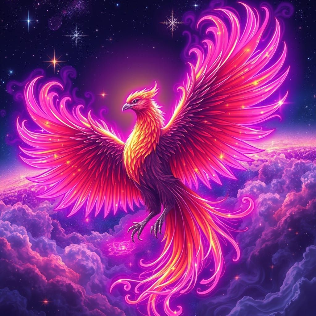 Cosmic Phoenix Radiates Mystical Aura