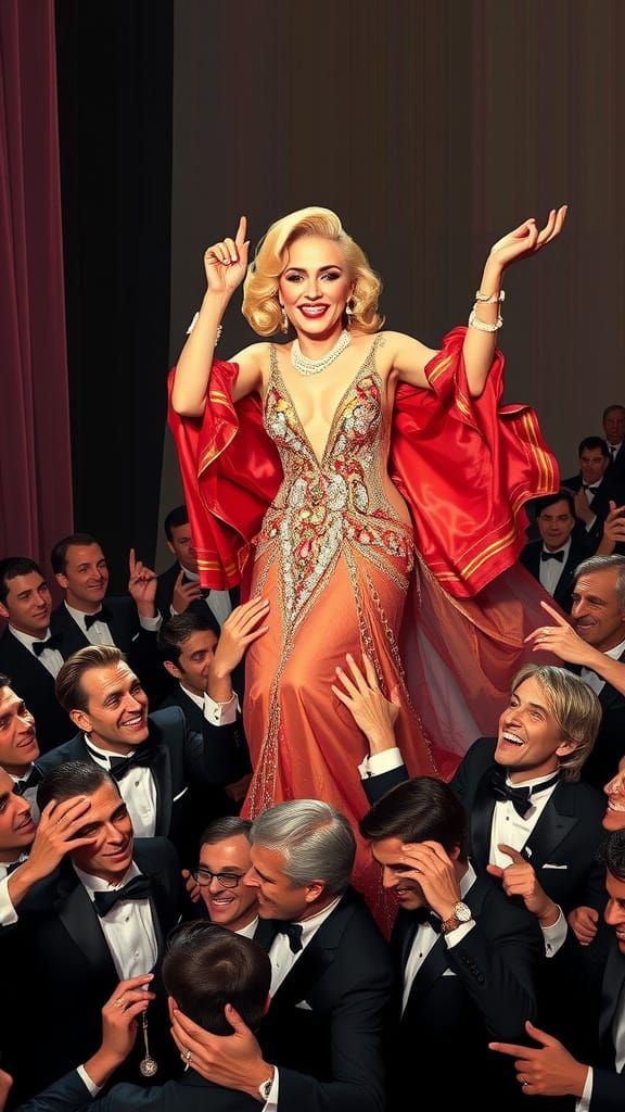 Glamorous Madonna Scene in Bold, Vibrant Colors