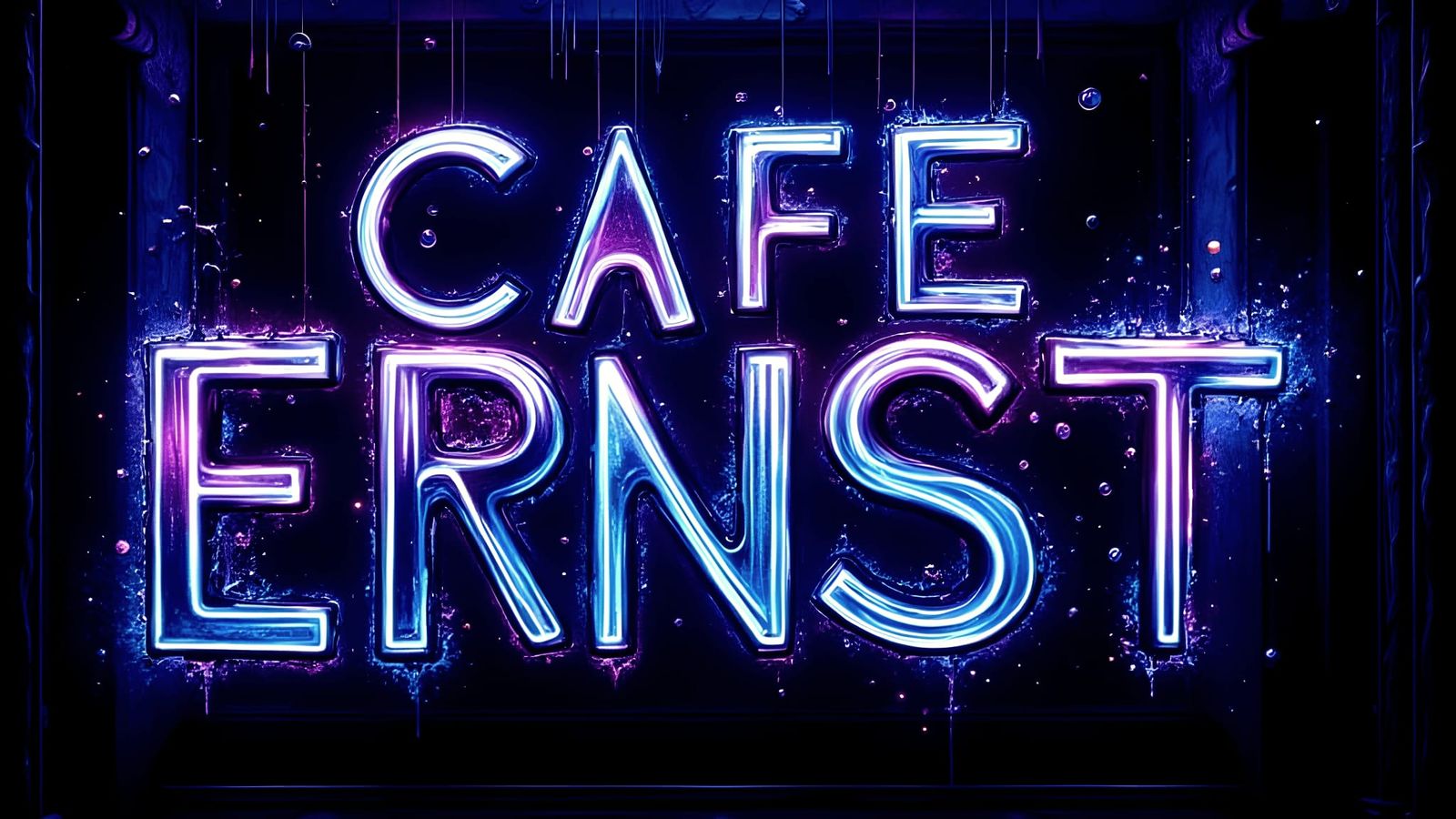 Backlit 'CAFE ERNST' Sign in Abstract Style