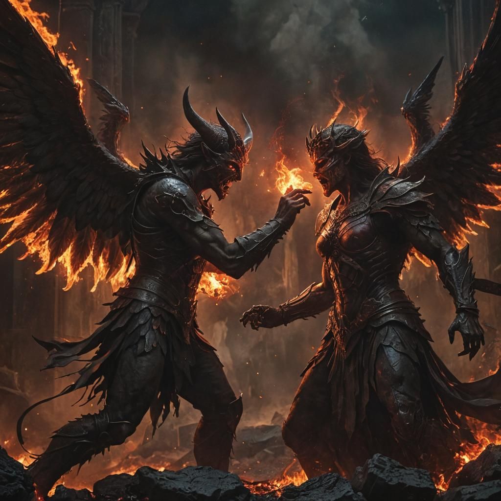 Epic Battle Between Demon and Angel at Hellgate