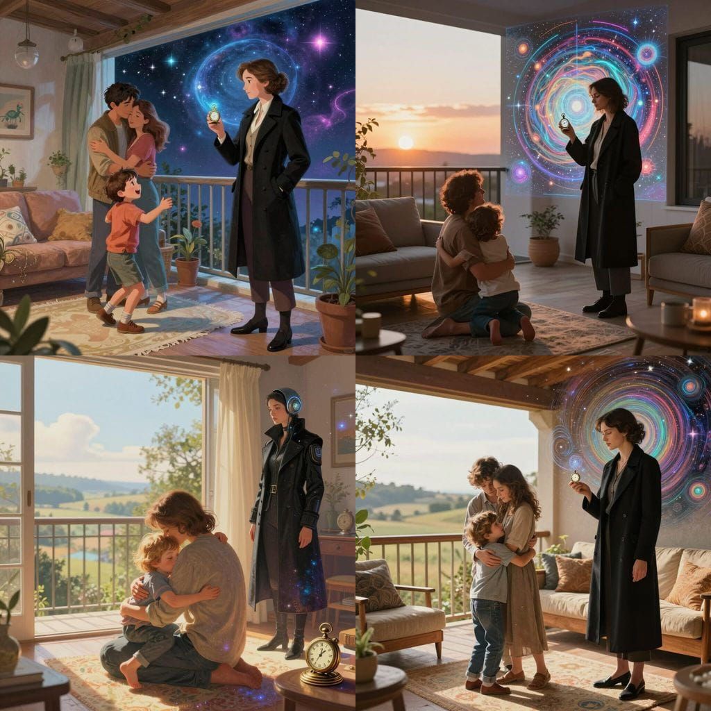 Time Traveler Watches Childhood Scene in Astral Cosmic Style
