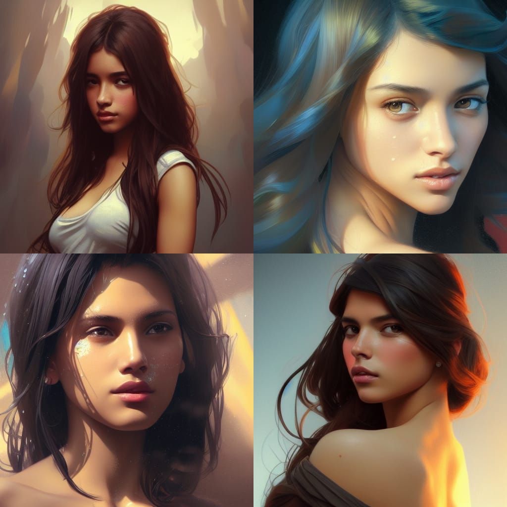 Latina Girl Portrait in Hyperdetailed Digital Art