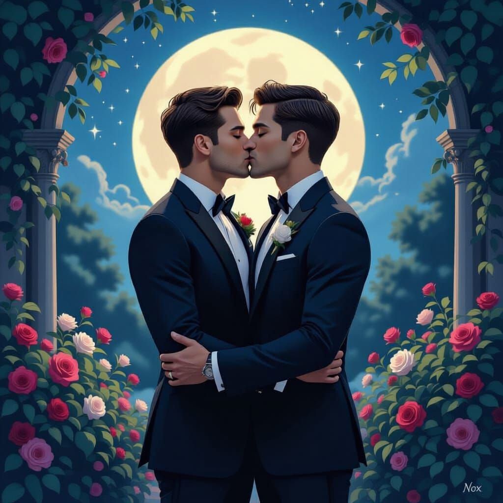 Two Men Sharing a Kiss