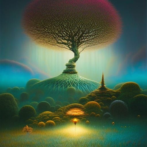 Surreal Mycelium Network with Forest Exposure