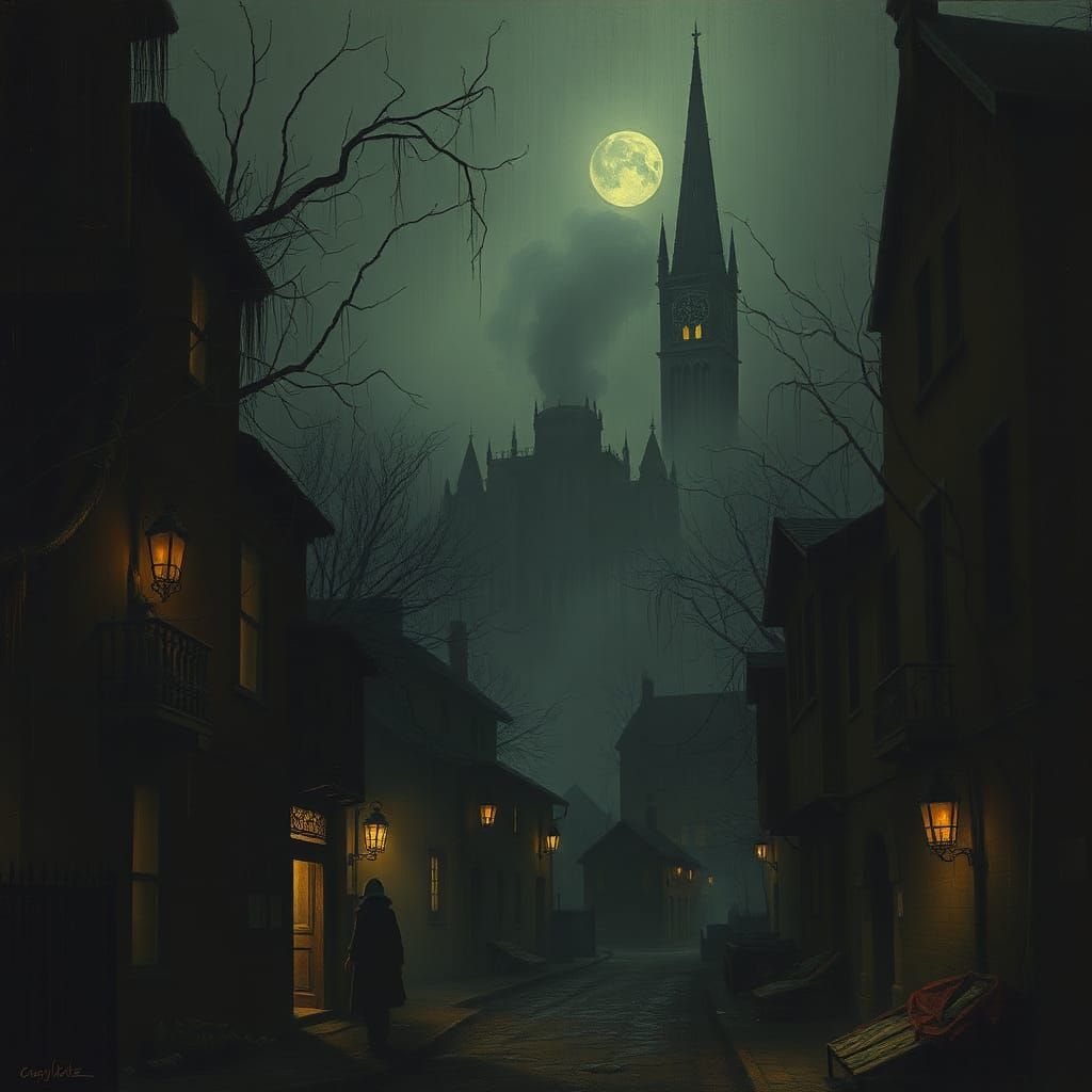 Dark Gothic Urban Fantasy Illustration