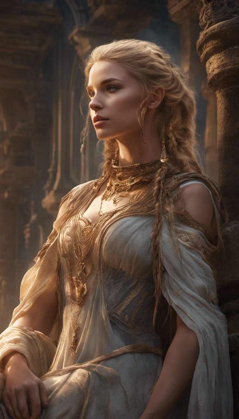 Copper-Haired Elf Maiden Portrait in Rivendell