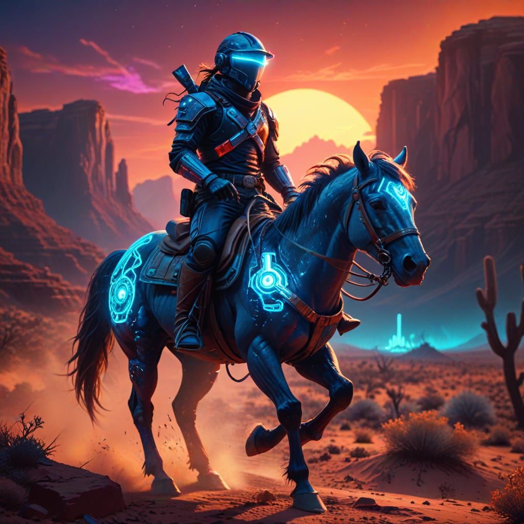 Retrofuturistic Pony Express Rider Fights Alien Invaders