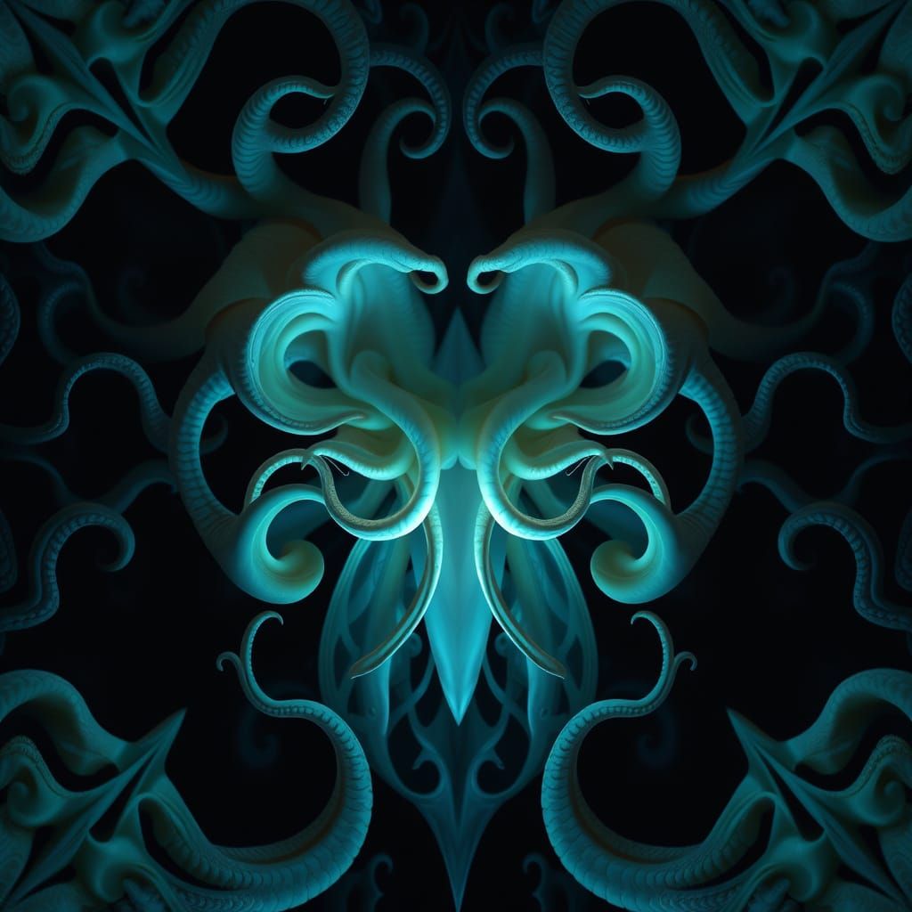 Haunting Bioluminescent Tendrils in Surreal Design