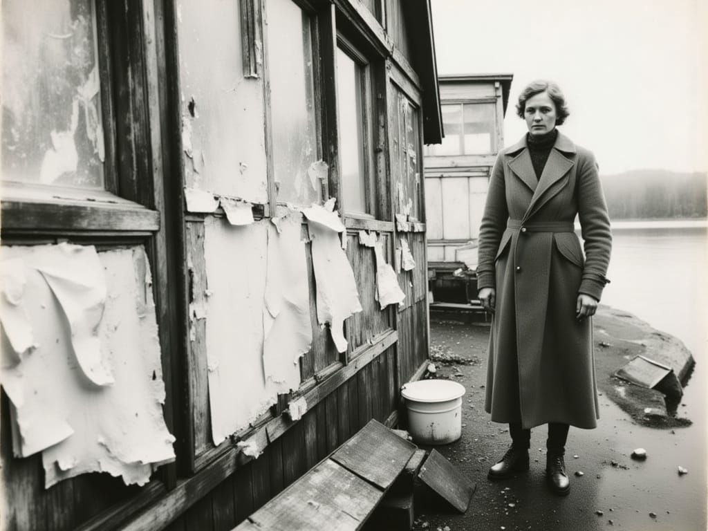 Historic Photo of Figures Before Greenhouse Windows