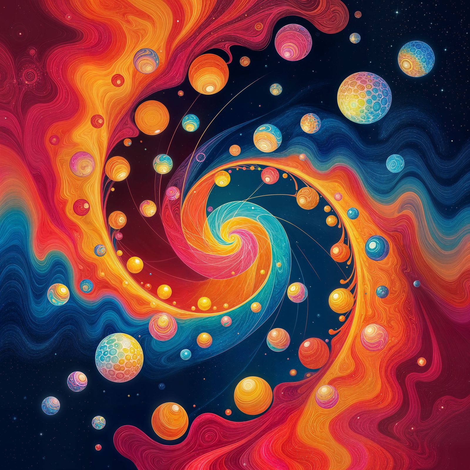 Cosmic Candy Marbling Abstract Digital Art