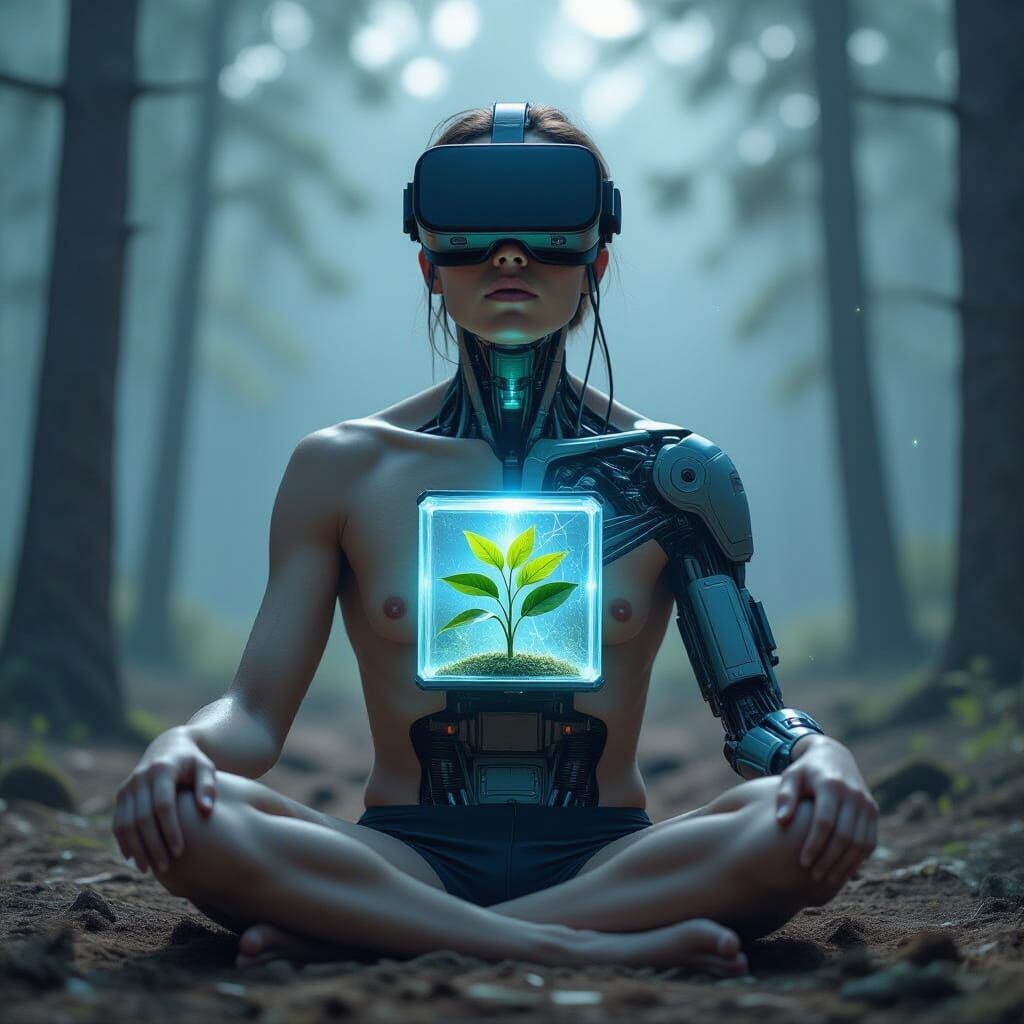 Futuristic Dystopian Portrait: Human-Machine Integration