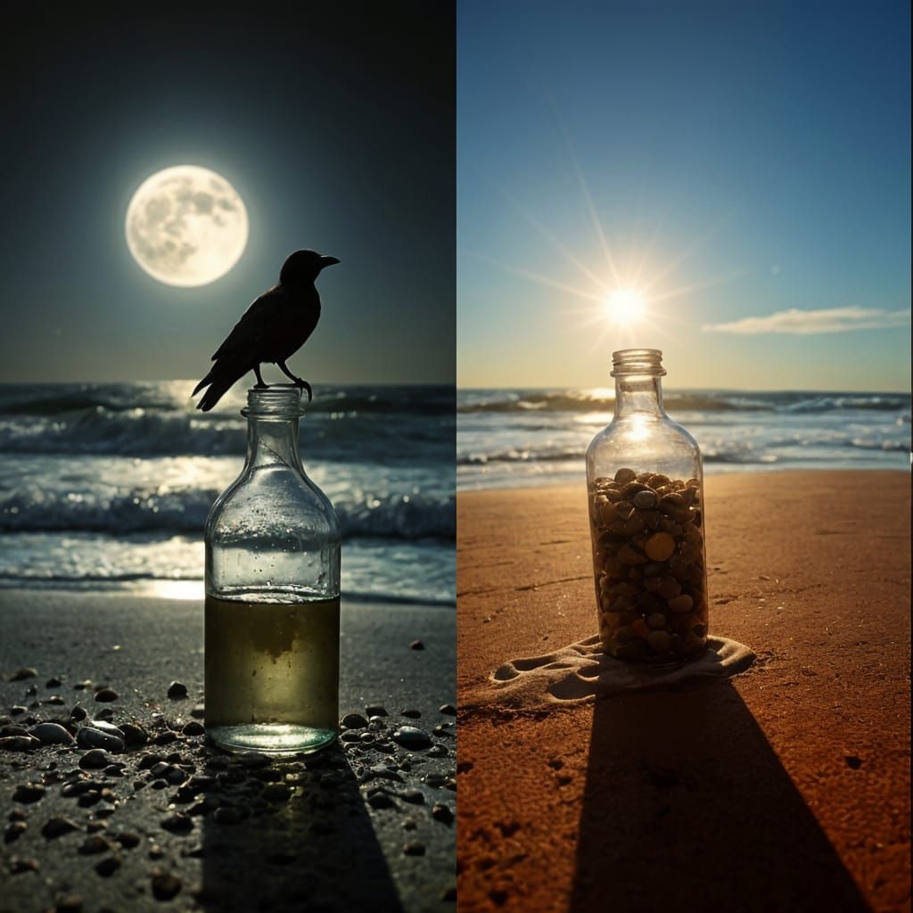 Contrasting Ocean Waves with a Mysterious Crow