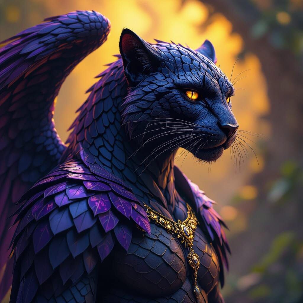 Panther Cobra Bird Hybrid Dark Fantasy Concept Art