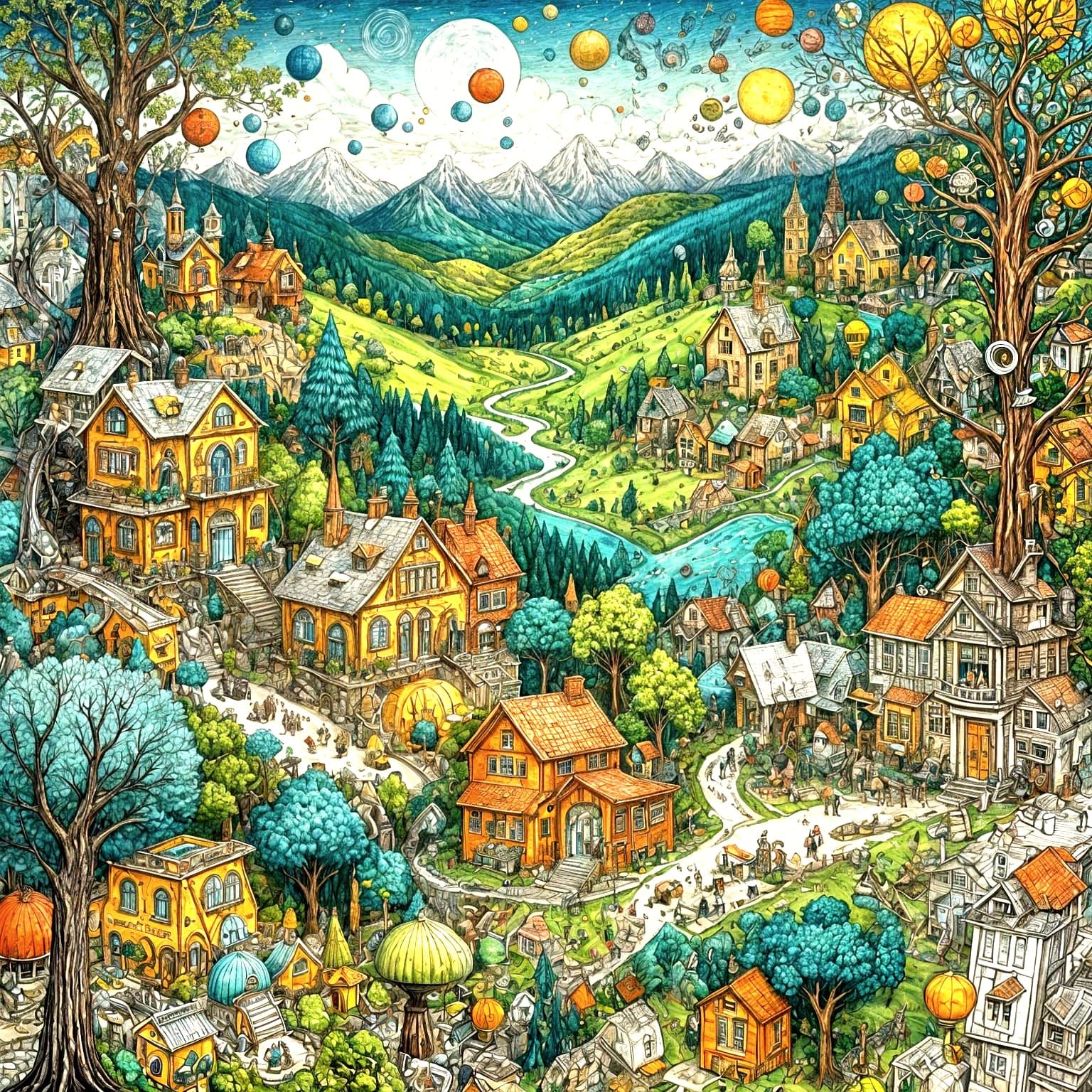 Doodle City: Wacky Buildings in Sketch Style