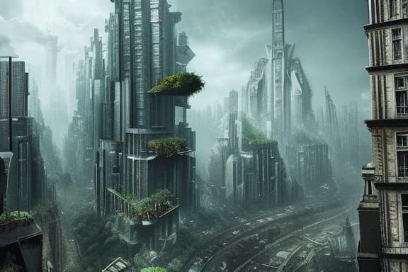 Dystopian City: Surreal Apocalyptic Digital Art